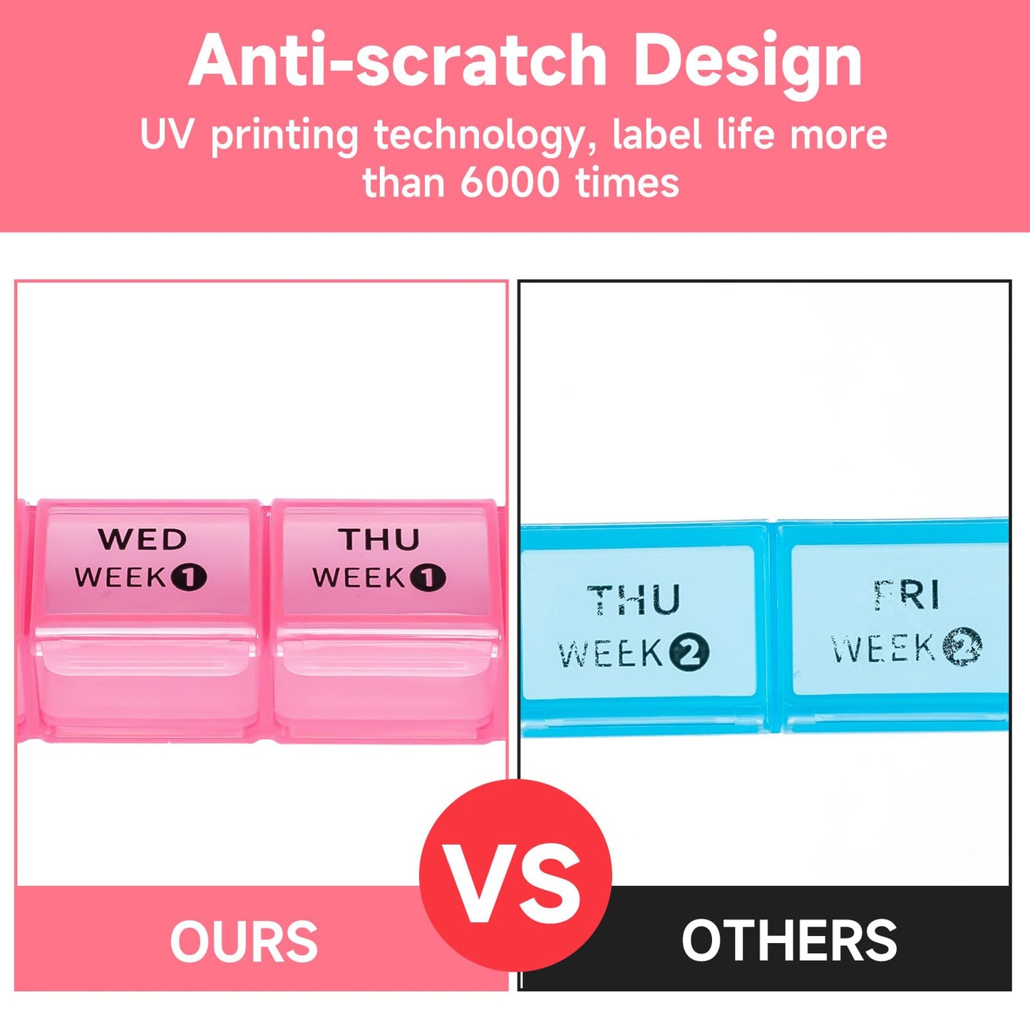 Odaro 28 Day Monthly Pill Organizer - 4 Week Pill Dispenser 1 Times a Day, Weekly 7 Day Travel Medicine Box for Vitamin, Fish Oil or Folic Acid(Pink)