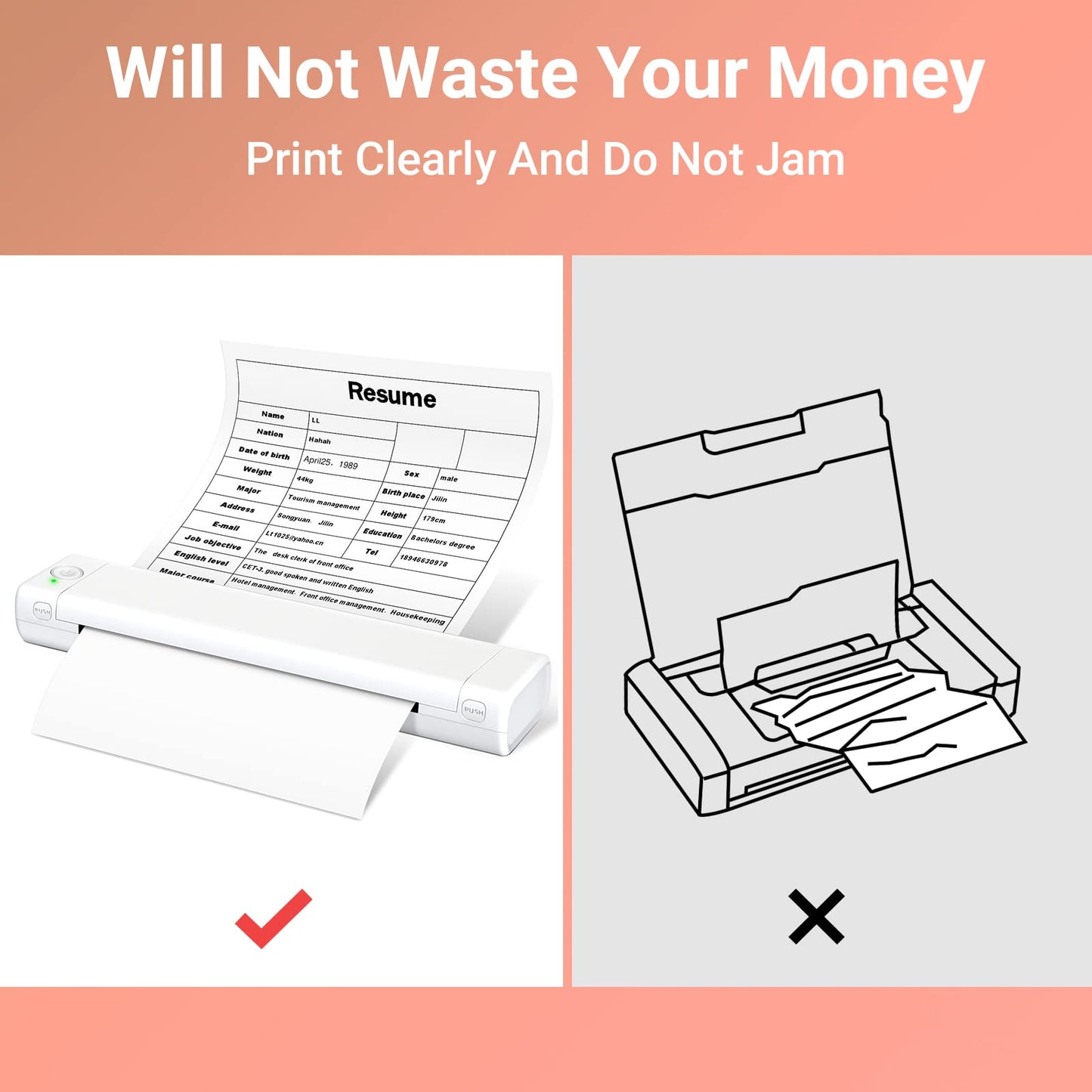 Odaro Papel térmico A4, blanco multiuso de oficina - 100 hojas, compatible con M08F, M832, MT800, Q302, MT800Q y otras impresoras portátiles
