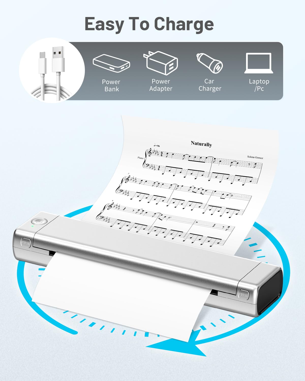 Odaro M08f Kabelloser Tragbarer Drucker Für Unterwegs, A4 Thermodrucker, Mobiler Bluetooth-Drucker, Unterstützt A4 Thermopapier, Kompatibel Mit Mobiltelefonen Und Computern Kompaktdrucker - Silber