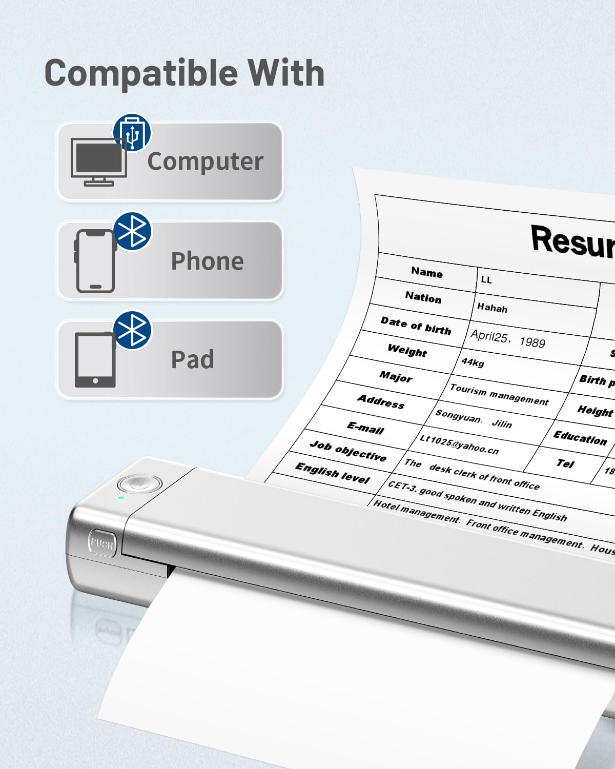 Odaro M08f Kabelloser Tragbarer Drucker Für Unterwegs, A4 Thermodrucker, Mobiler Bluetooth-Drucker, Unterstützt A4 Thermopapier, Kompatibel Mit Mobiltelefonen Und Computern Kompaktdrucker - Silber