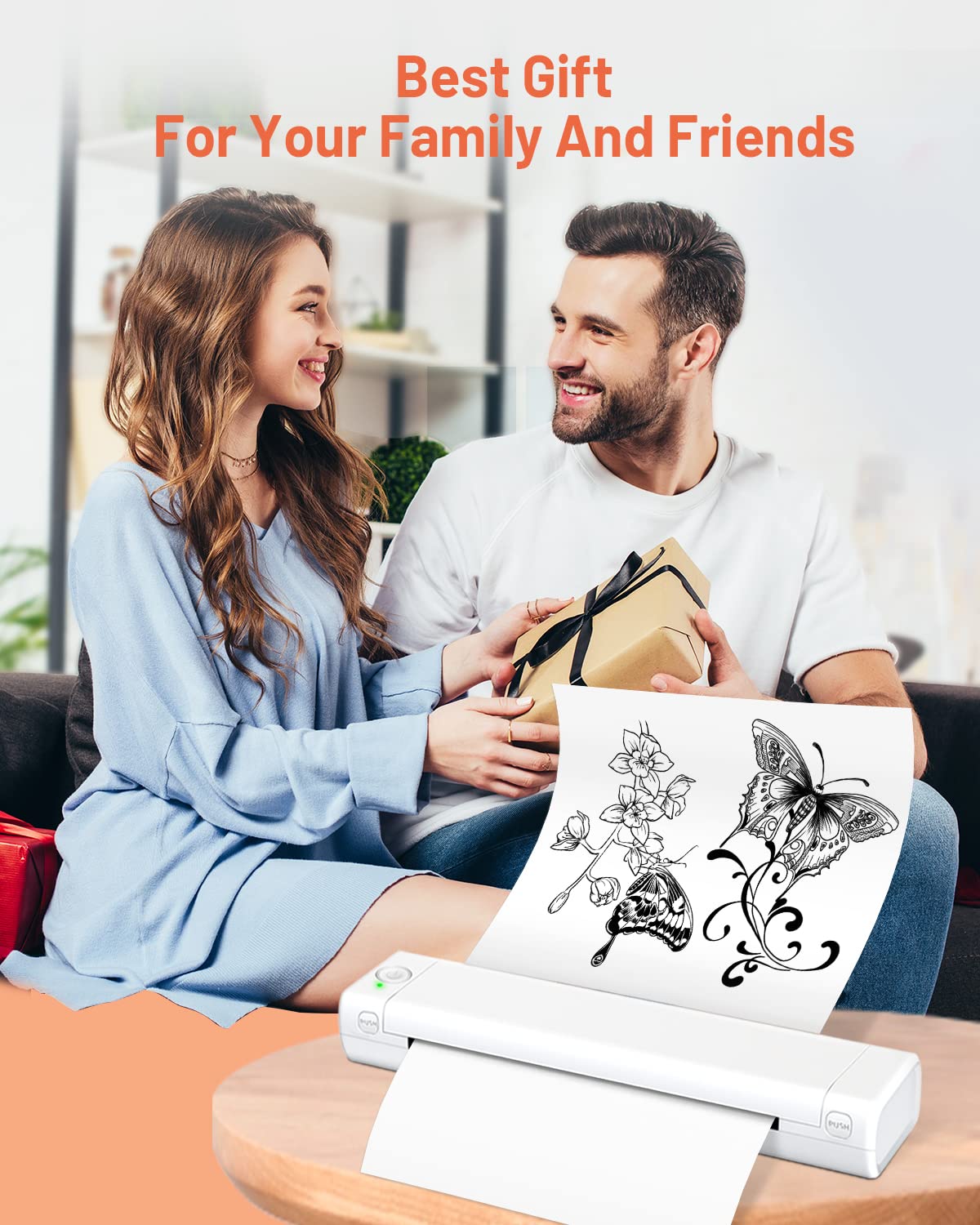 Odaro M08f Impresora Portatil - Impresora para Movil Viajar, Termico Impresora A4 PequeñA para TeléFonos MóViles, Ordenadores PortáTiles, Admite Papel TéRmico A4 De 210 X 297 Mm De Ancho (Blanco)