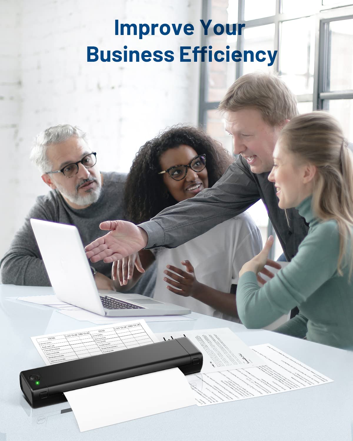 Odaro M08f Impresora Portatil - Impresora para Movil Viajar, Termico Impresora A4 PequeñA para TeléFonos MóViles, Ordenadores PortáTiles, Admite Papel TéRmico A4 De 210 X 297 Mm De Ancho (Negro)