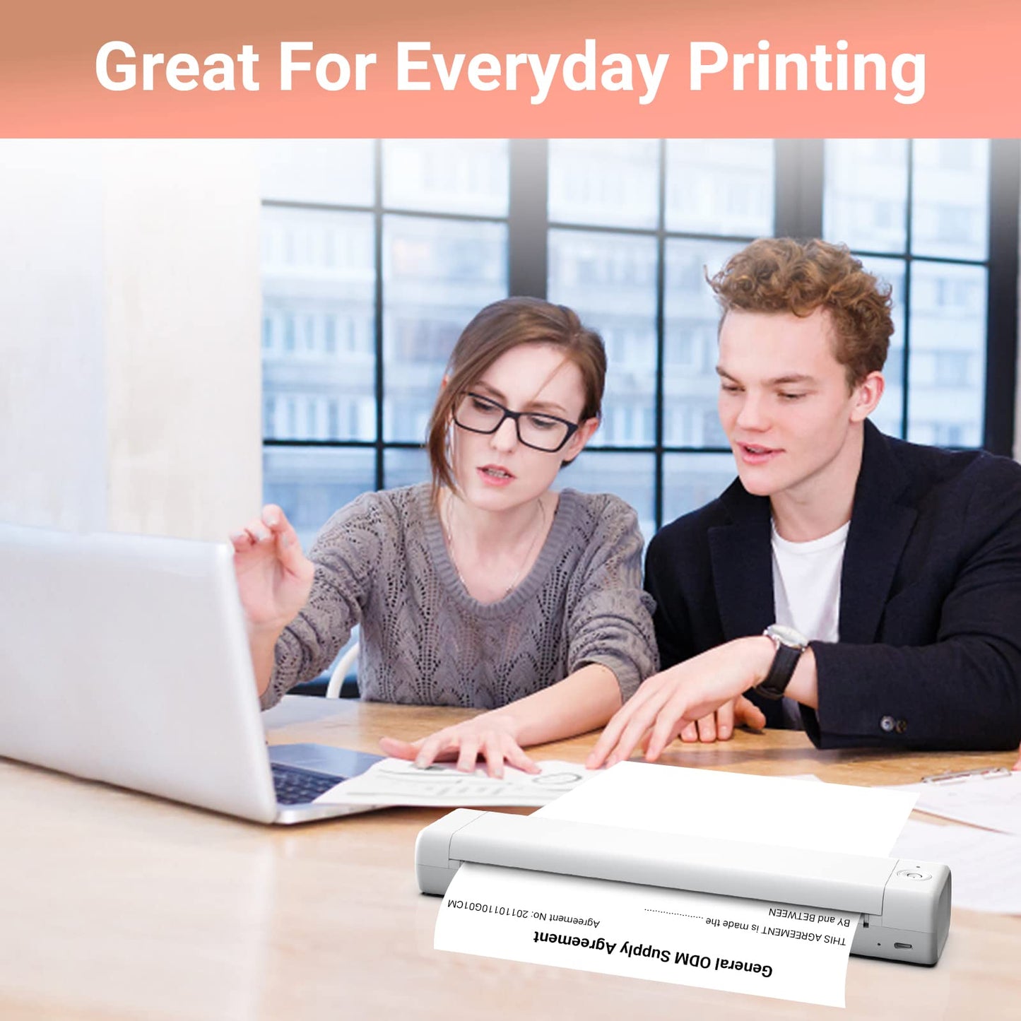 Odaro Papel térmico A4, blanco multiuso de oficina - 100 hojas, compatible con M08F, M832, MT800, Q302, MT800Q y otras impresoras portátiles