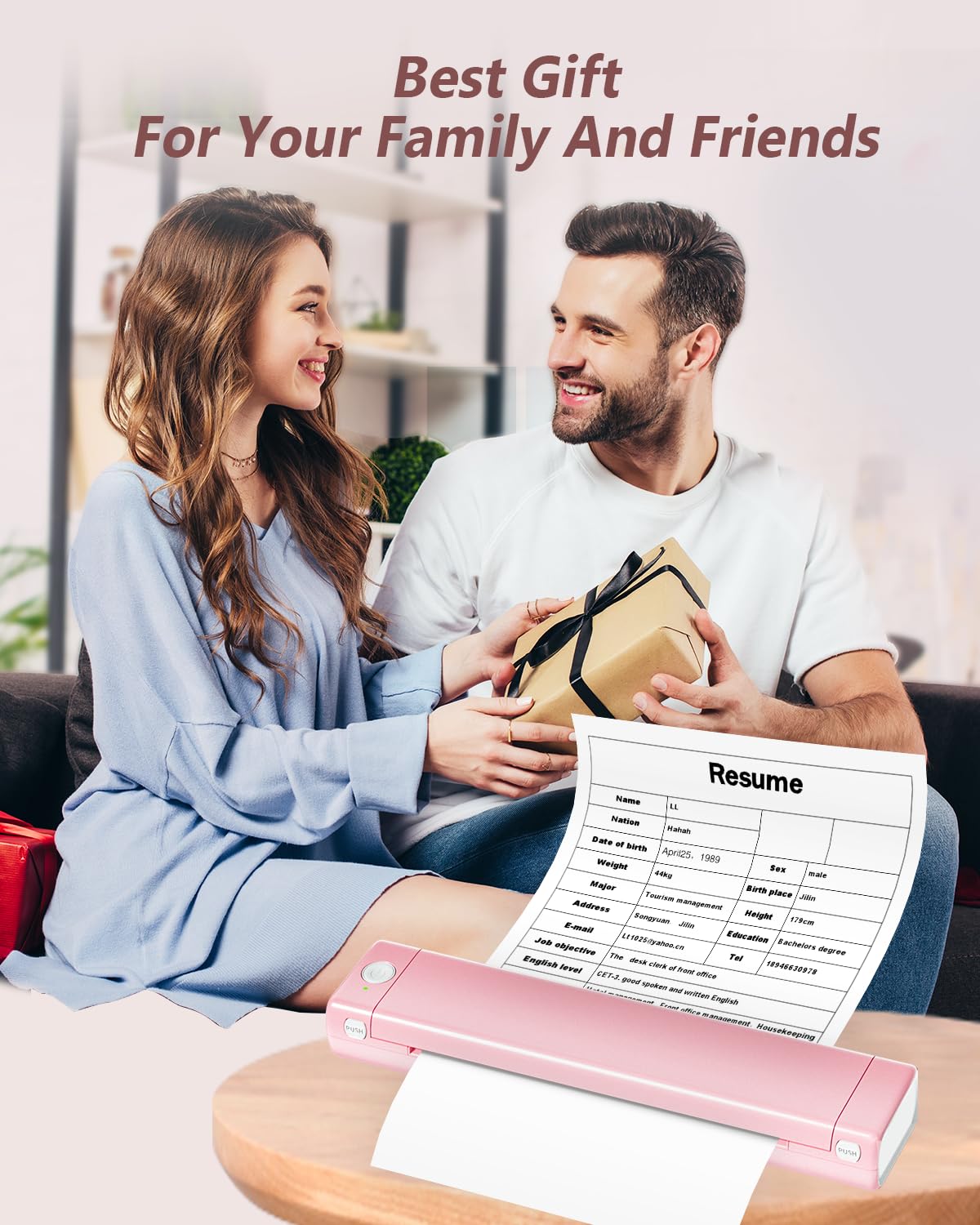 Odaro M08F Portable Inkless Printer - A4 Thermal Printer, Buletooth Printer Compatible with iOS, Android Phone & Laptop,Wireless Printer for Home, Office, Tattoo Stencils, School, Pink