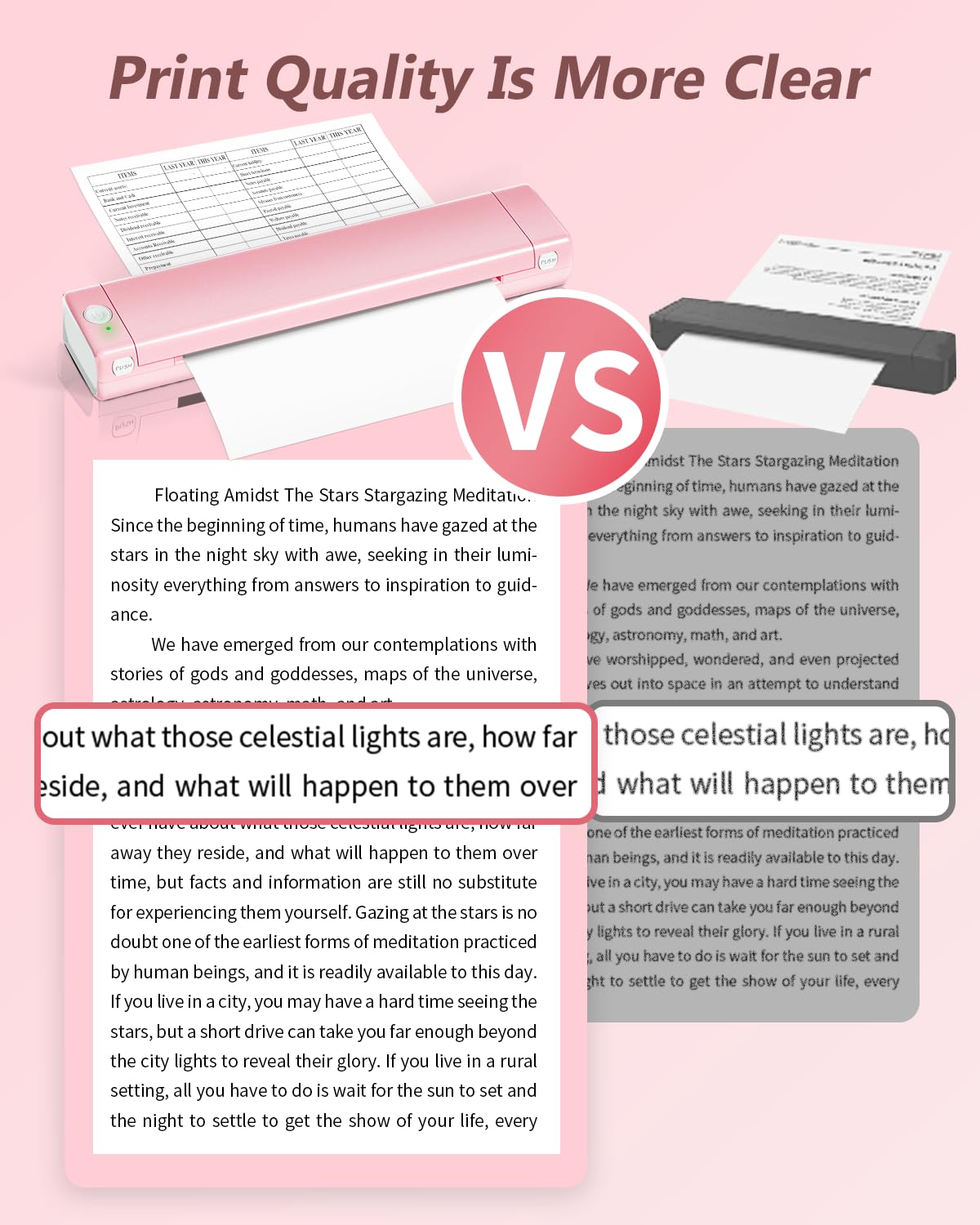Odaro M08F Portable Inkless Printer - A4 Thermal Printer, Buletooth Printer Compatible with iOS, Android Phone & Laptop,Wireless Printer for Home, Office, Tattoo Stencils, School, Pink
