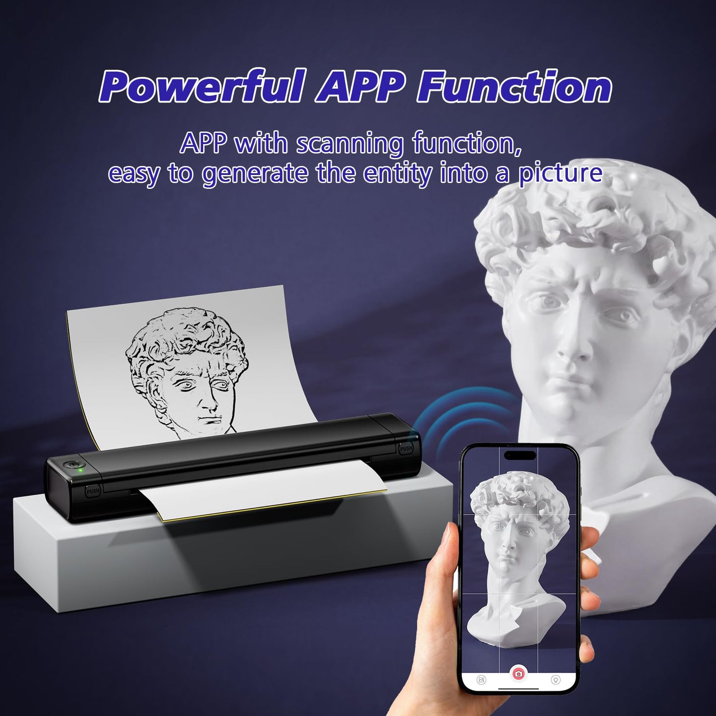 Odaro M08F Bluetooth Thermal Tattoo Printer - Portable Wireless Tattoo Stencil Machine with Smartphone & Laptop, Inkless Mobile Printer for DIY Tattoo Stencils (Black)
