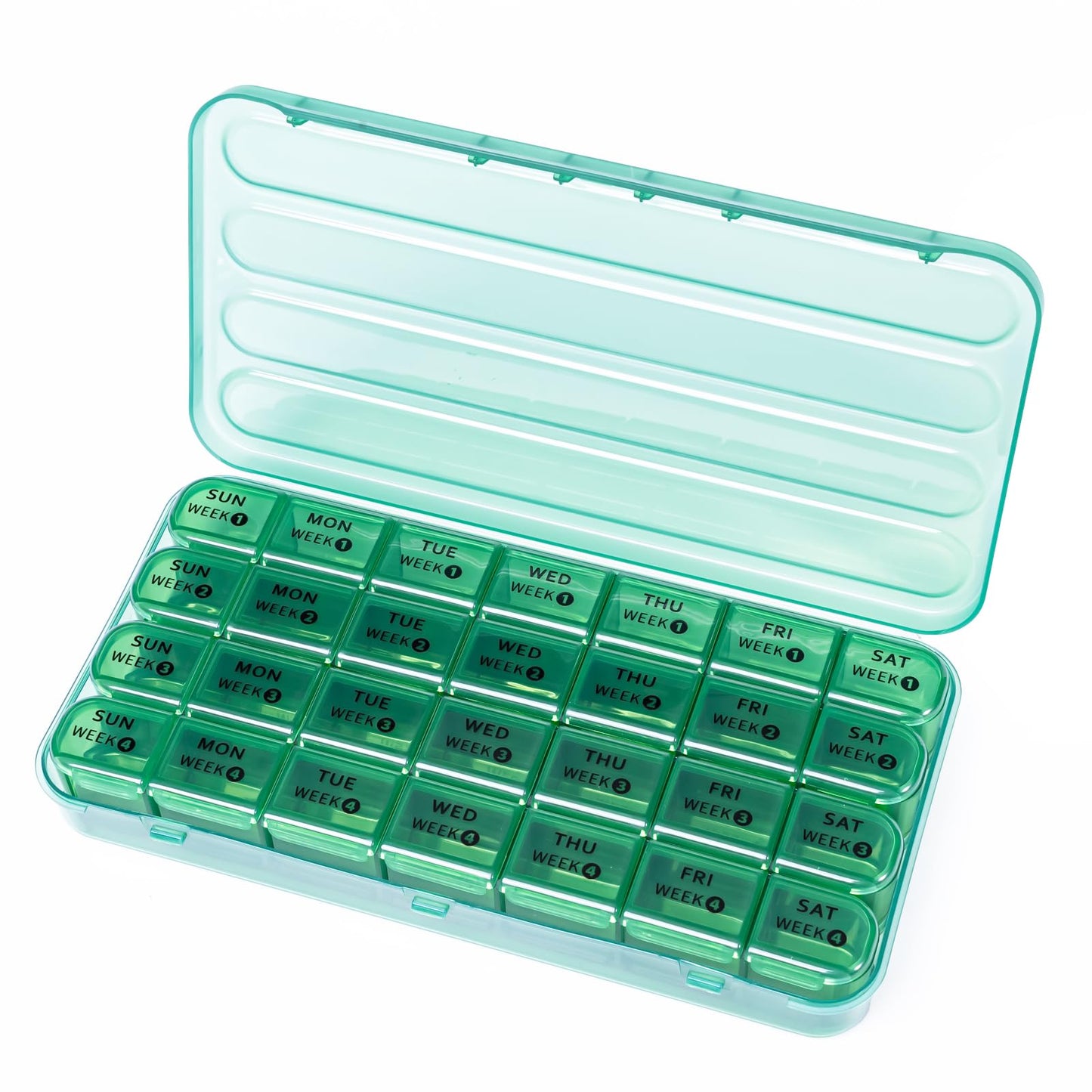 28 Day Monthly Pill Organizer - 4 Week Pill Box 1 Time a Day, 7 Day Medicine Organizer Box, Travel Pill Container for Vitamin, Fish Oil (Olive Green)