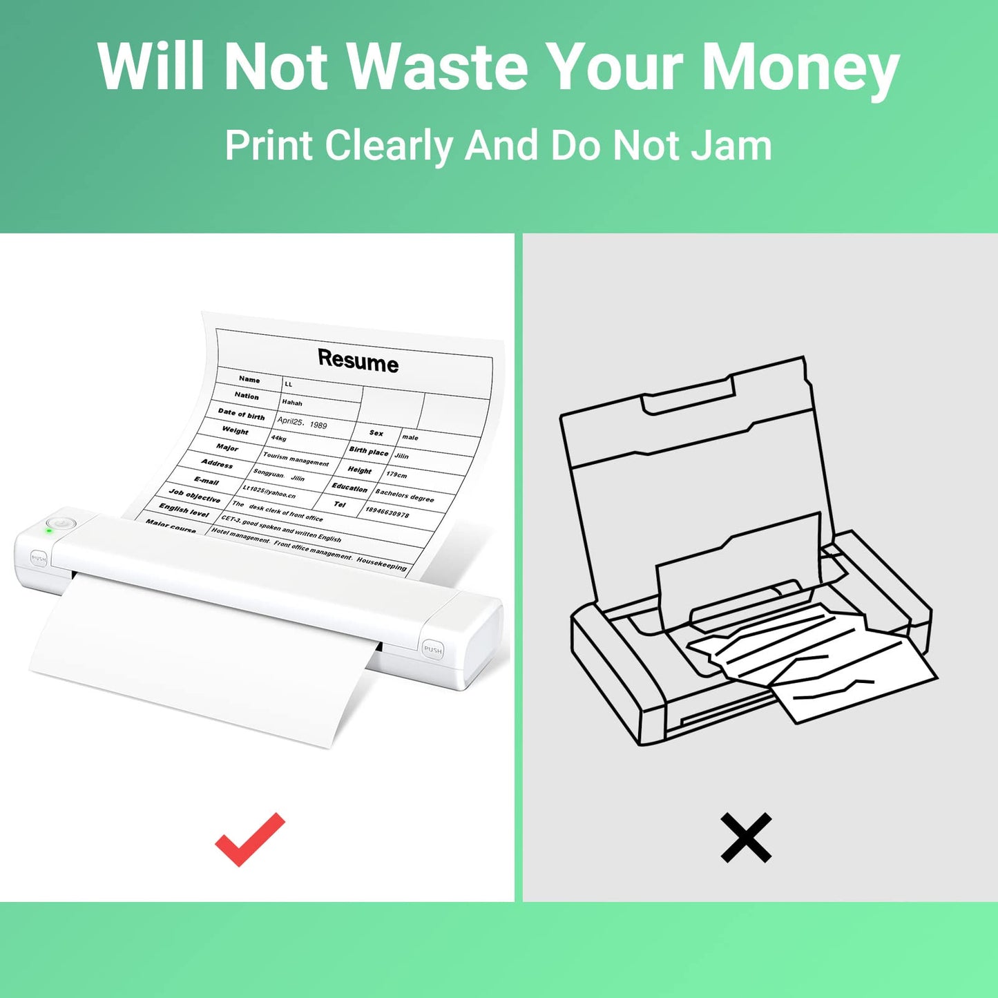 Odaro Thermal Printer Paper 8.5 x 11 US Letter Size Paper, Multipurpose Office White Paper - 200 sheets, Compatible with M08F, M832, MT800, MT800Q And Other Letter Portable Printers