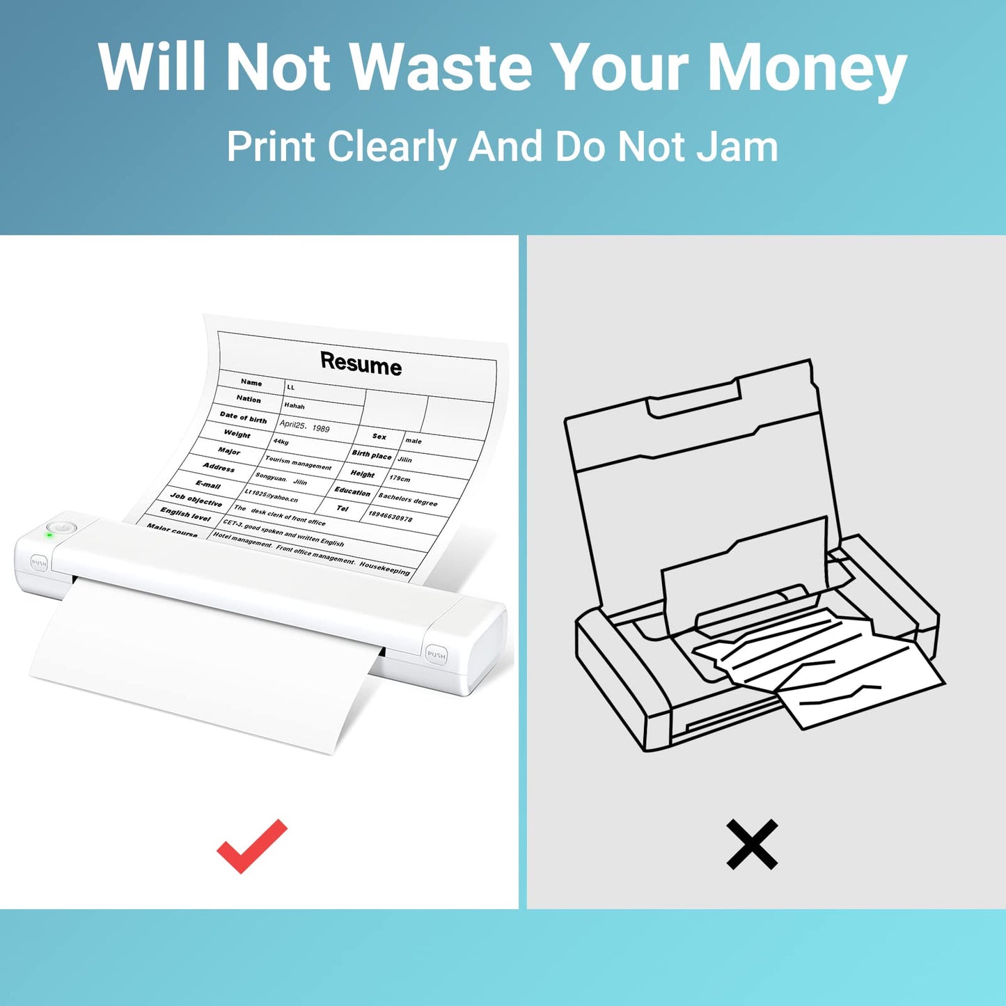 Odaro Thermal Printer Paper 8.5 x 11 US Letter Size Paper, Multipurpose Office White Paper - 100 Sheets, Compatible with M08F, MT800, MT800Q,M832, and Other Letter Portable Printers