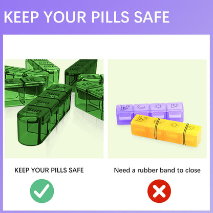 Odaro Weekly Pill Organizer 4 Times a Day, Daily Pill Box 7 Day, Large Travel Pill Case with 28 Compartment to Hold Medicine, Vitamin and Supplement - Full Olive