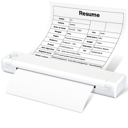 Odaro M08F Portable Inkless Printer - A4 Thermal Printer, Buletooth Printer Compatible with iOS, Android Phone & Laptop,Wireless Printer for Home, Office, Tattoo Stencils, School, White