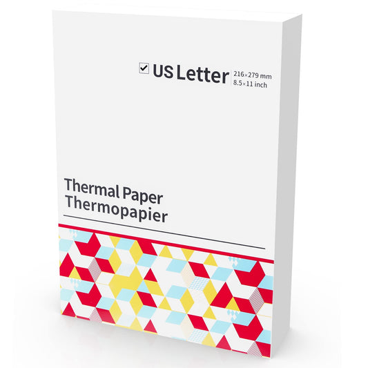 Odaro Thermal Printer Paper 8.5 x 11 US Letter Size Paper, Multipurpose Office White Paper - 100 sheets, Compatible with M08F, M832, MT800, MT800Q And Other Letter Portable Printers