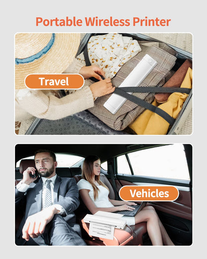 Odaro M08f Impresora Portatil - Impresora para Movil Viajar, Termico Impresora A4 PequeñA para TeléFonos MóViles, Ordenadores PortáTiles, Admite Papel TéRmico A4 De 210 X 297 Mm De Ancho (Blanco)