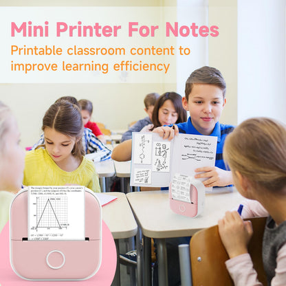 Odaro T02 Thermal Sticker Printer Mini, Portable Print Pod, Sticker Maker with 1 Roll Sticker Paper, Small Sticker Printer Machine Bluetooth for School Note, Journal, Picture Coloring - Pink