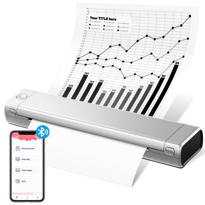 Odaro M08f Kabelloser Tragbarer Drucker Für Unterwegs, A4 Thermodrucker, Mobiler Bluetooth-Drucker, Unterstützt A4 Thermopapier, Kompatibel Mit Mobiltelefonen Und Computern Kompaktdrucker - Silber