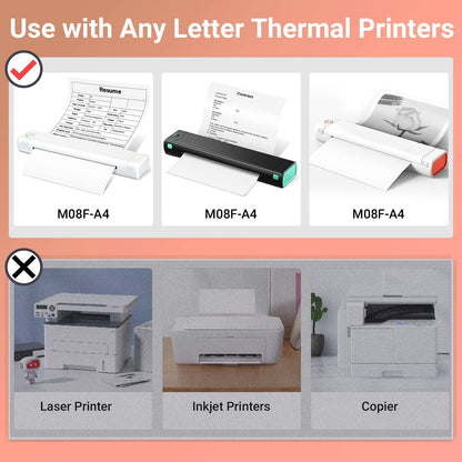 Odaro Papier thermique 210 x 297mm A4, blanc A4-100 feuilles, compatible avec M08F, MT800, Q302, M832, MT800Q et autres imprimantes portables A4