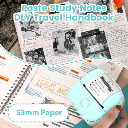 Odaro T02 Thermal Sticker Printer Mini, Portable Print Pod, Sticker Maker with 1 Roll Sticker Paper, Small Sticker Printer Machine Bluetooth for School Note, Journal, Picture Coloring - Green
