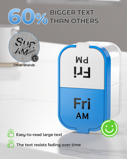 Extra Large Weekly Pill Organizer, XL Pill Box 7 Day Am Pm, Jumbo Medicine Organizer 2 Times A Day to Hold Daily Medicine Vitamin and Supplements - Rainbow